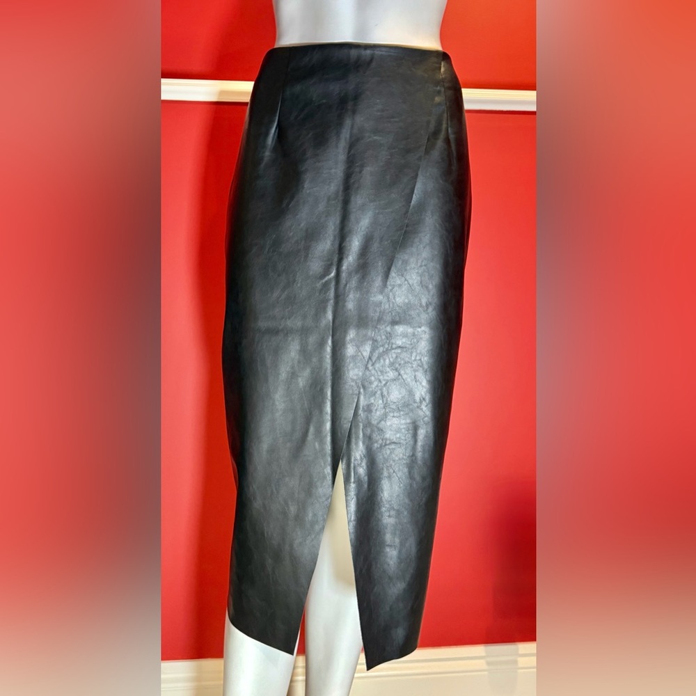 DO+BE Black Vegan-Leather Pencil Skirt